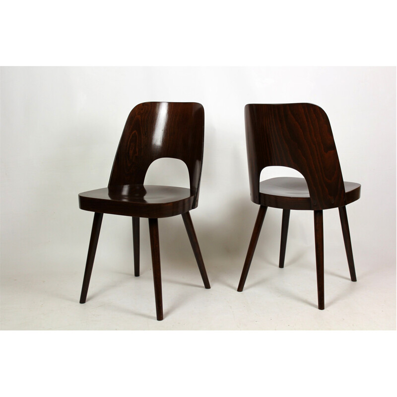 Pair of No. 515 Wooden Chairs by Oswald Haerdtl for TON - 1960s