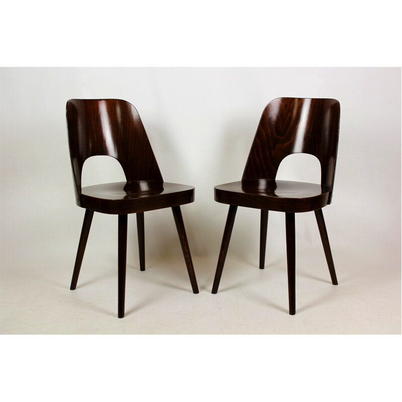 Pair of No. 515 Wooden Chairs by Oswald Haerdtl for TON - 1960s