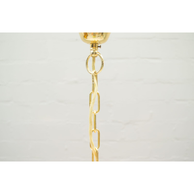 Lámpara de suspensión Kinkeldey vintage de cristal dorado, 1960