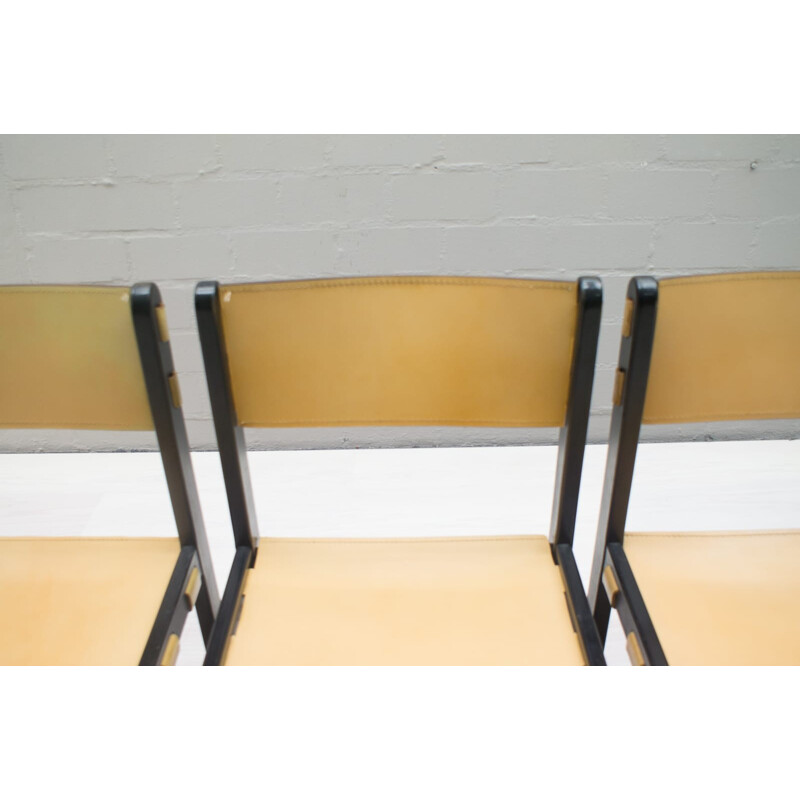 Set of 3 Vintage Chairs with Leather Seats - 1960s