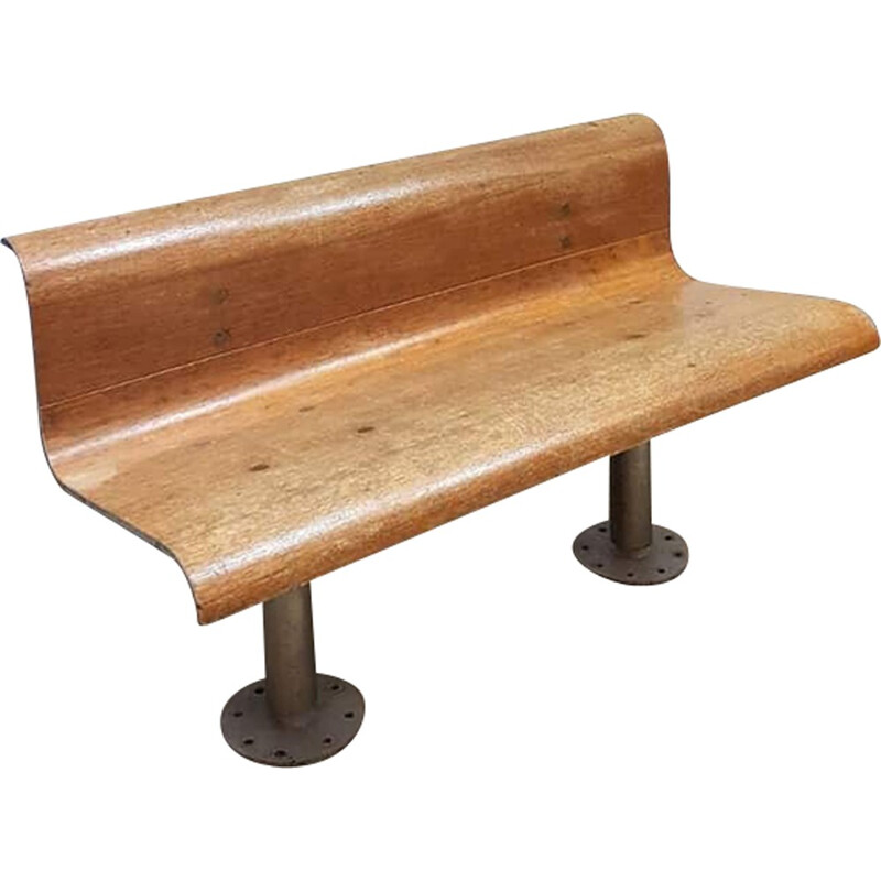 Vintage French Industrial Train Bench - 1960s