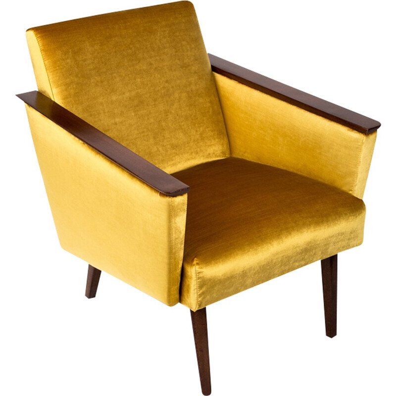 Fauteuil vintage jaune Moutarde allemand - 1960