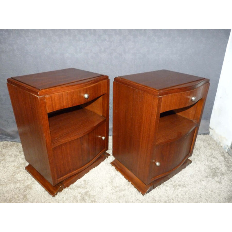 Vintage pair of bedside rosewood table - 1950s