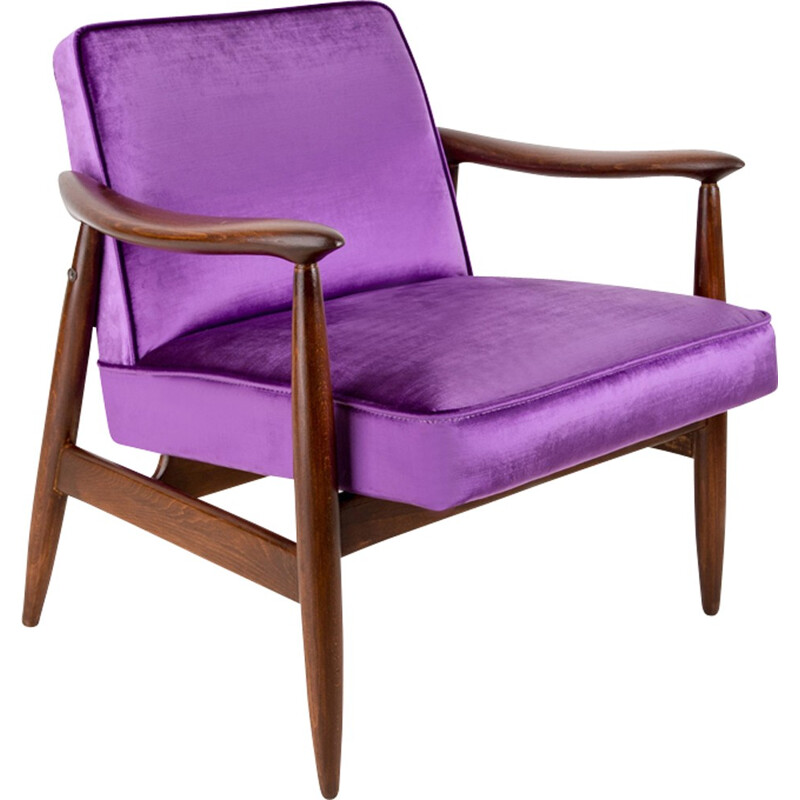 Vintage GFM fauteuil in paars fluweel van Edmund Homa - 1960