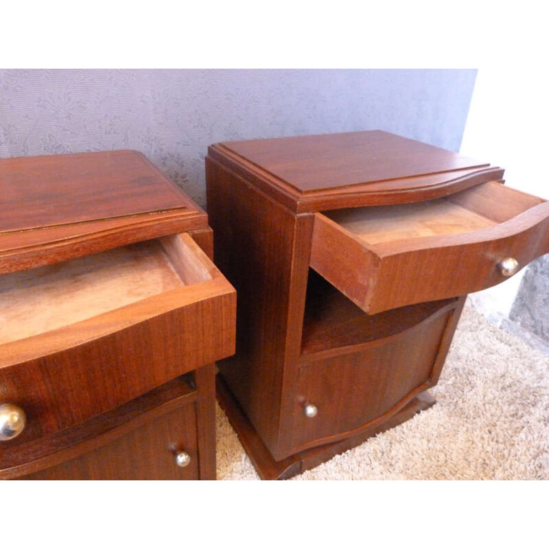 Vintage pair of bedside rosewood table - 1950s