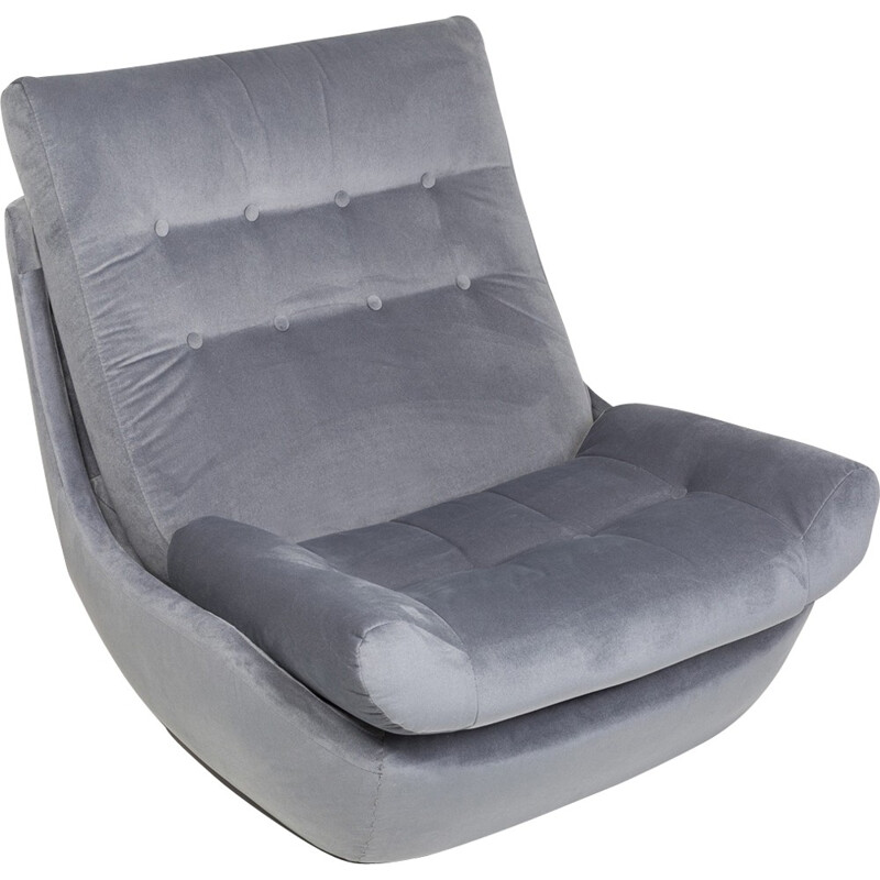 Sillón de terciopelo gris Atlantis de Silesia, 1960