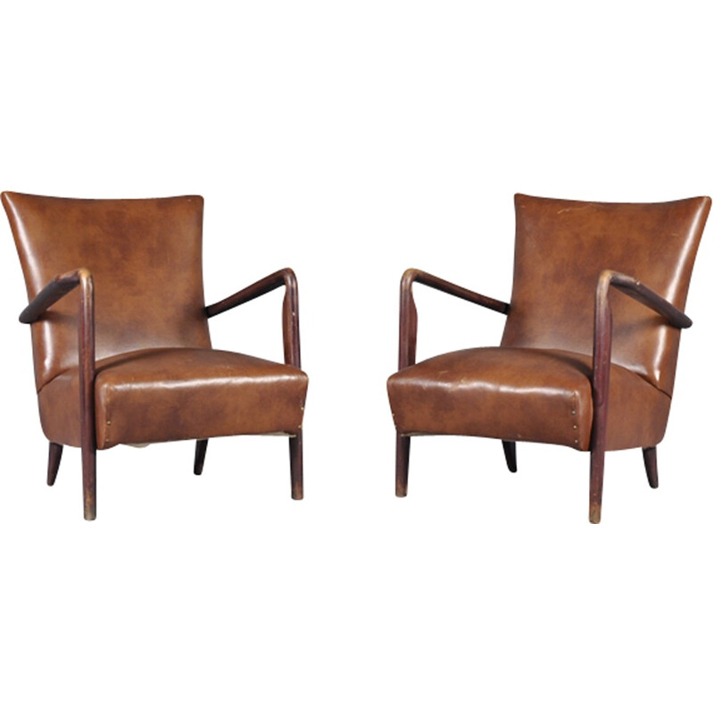 Set of 2 vintage Italian Lounge Chairs - 1950s