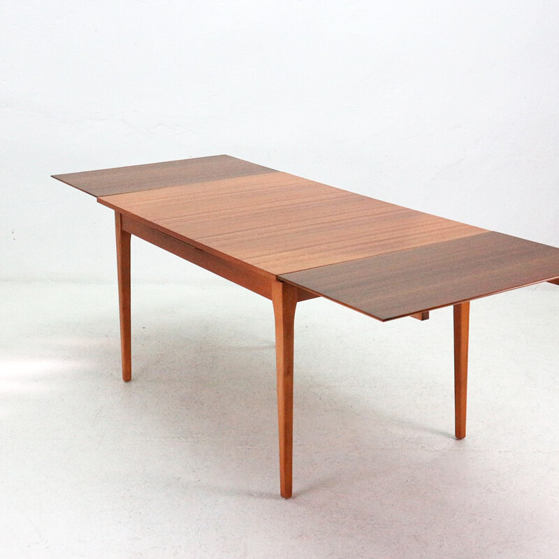 Vintage walnut dining table by Luebeke - 1960s