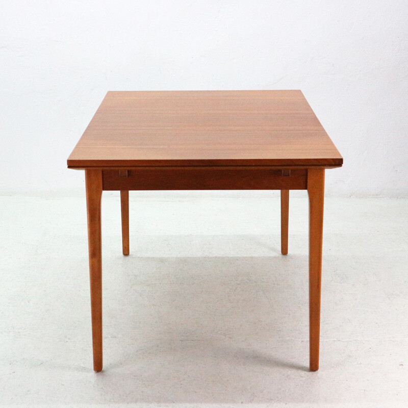 Vintage walnut dining table by Luebeke - 1960s