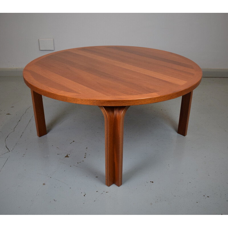 Vintage Danish mahogany circular sofa coffee table by Magnus Oleson - 1980s