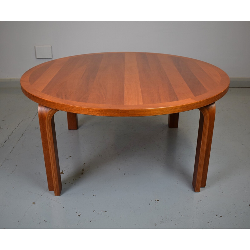 Vintage Danish mahogany circular sofa coffee table by Magnus Oleson - 1980s