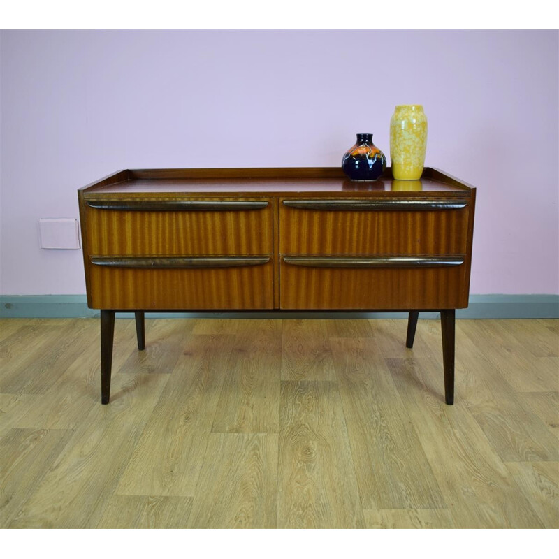 Vintage Danish teak low sideboard - 1970s