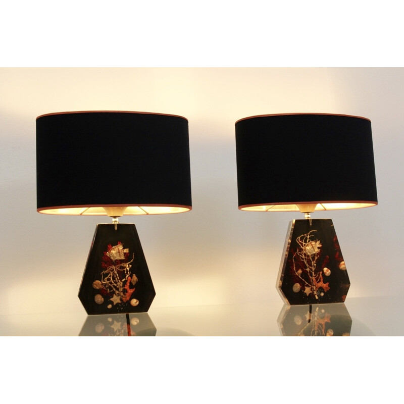 Set of 2 vintage "Sea Life" table lamps - 1970s