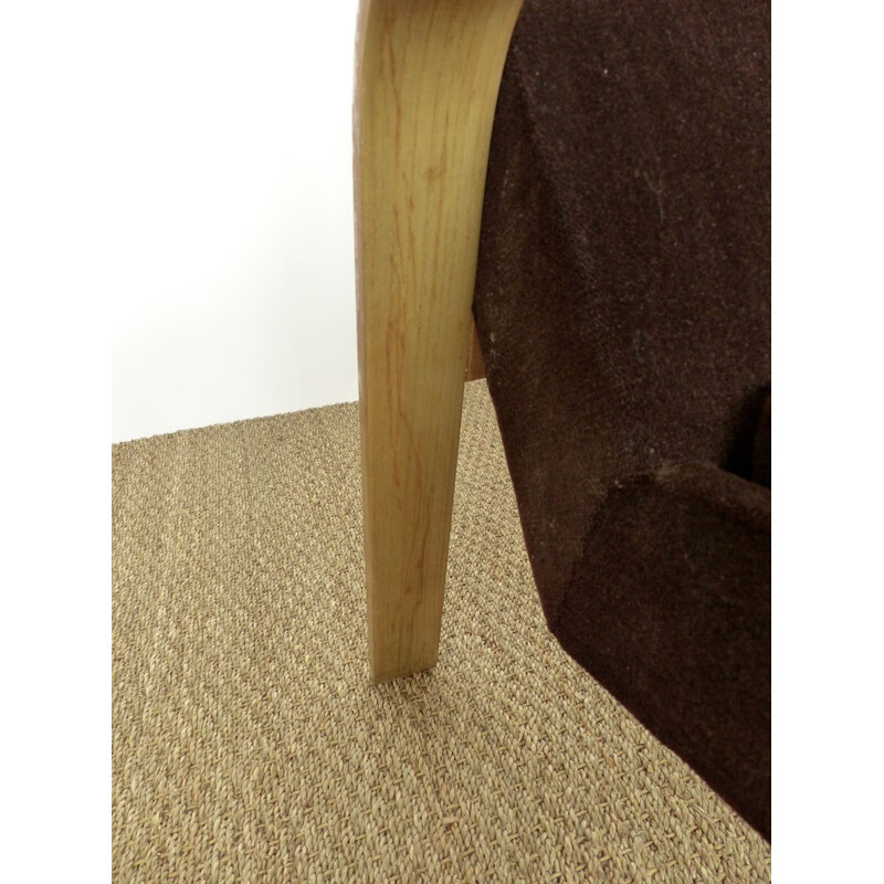 Armchair in wood and velvet, ARP- 1950s