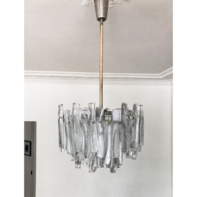 Vintage chandelier in Kalmar glass - 1960s