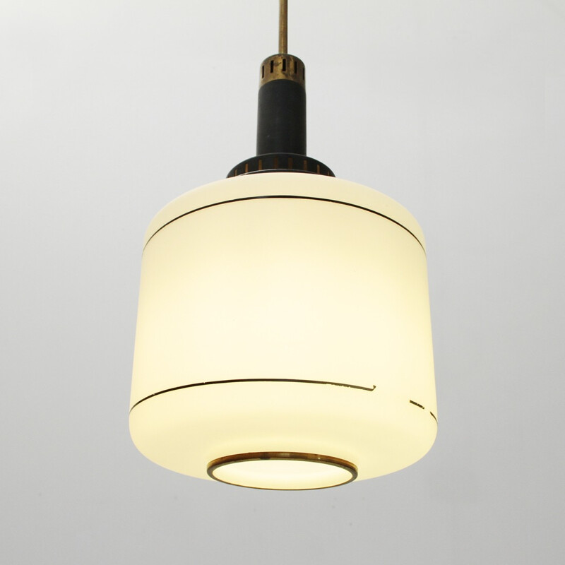 Vintage Italian pendant lamp in opaline glass - 1950s