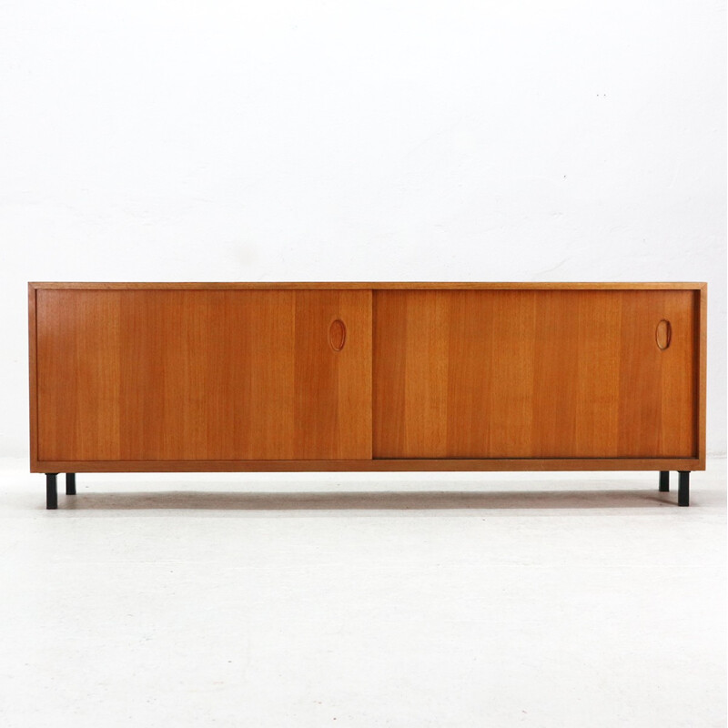 Vintage walnut veneer sideboard with sliding doors by WK Satink - 1950s