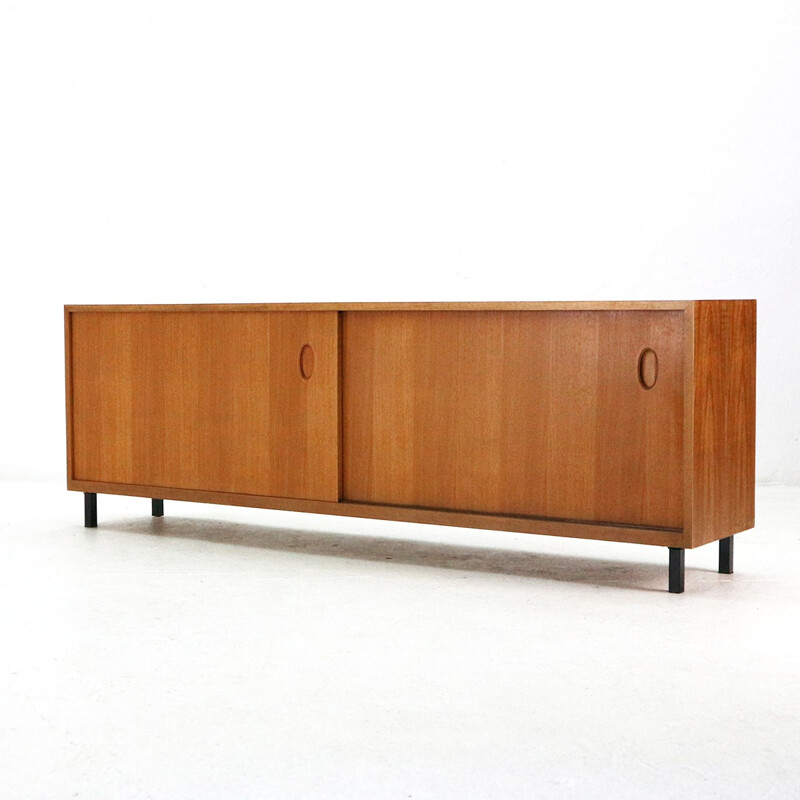 Vintage walnut veneer sideboard with sliding doors by WK Satink - 1950s