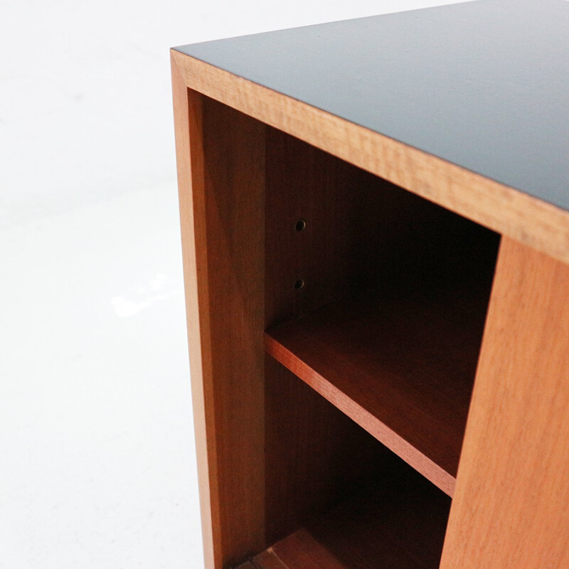 Vintage walnut veneer sideboard with sliding doors by WK Satink - 1950s