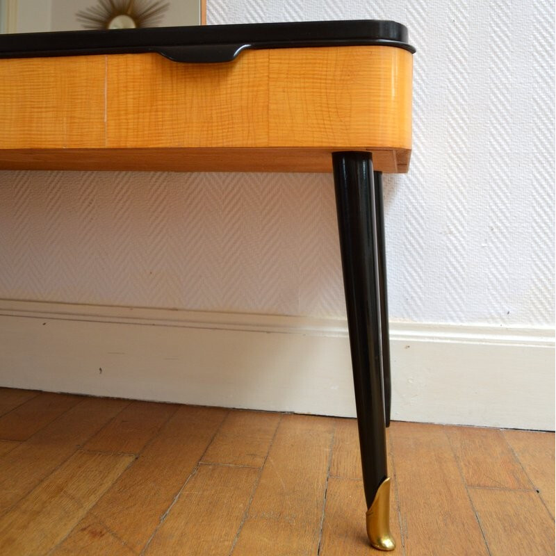 Vintage dressing table in lacquered wood and black gloss - 1960s