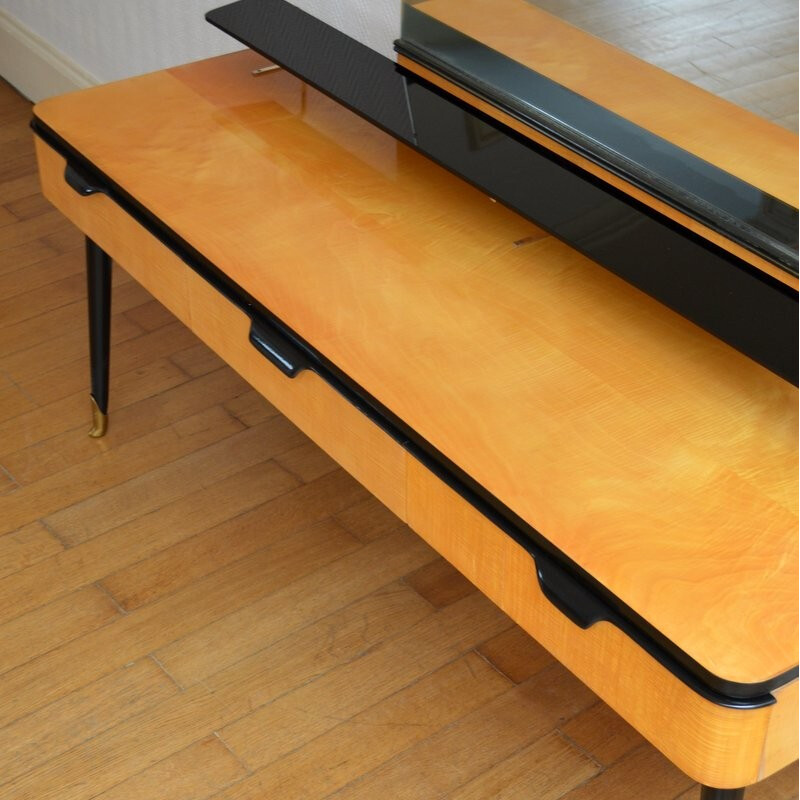 Vintage dressing table in lacquered wood and black gloss - 1960s