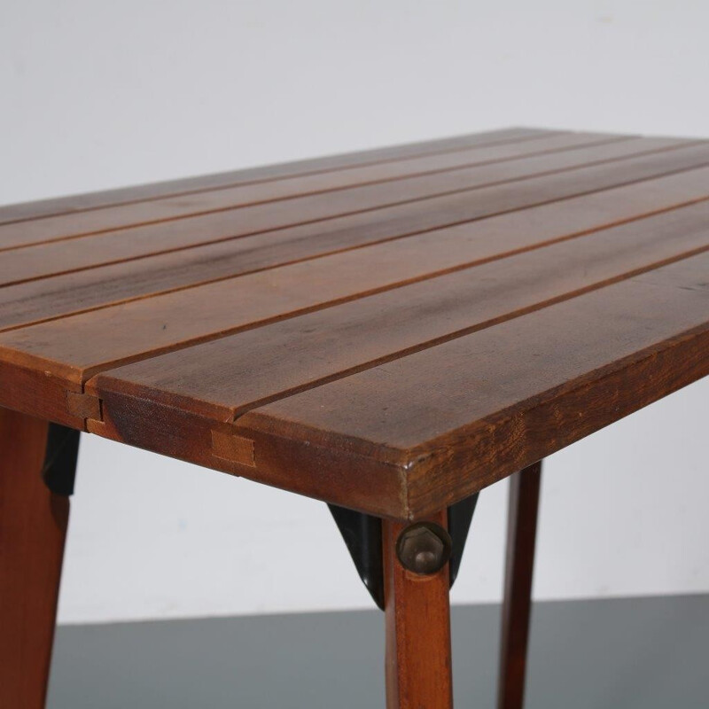 Table vintage en bois de teck massif solide - 1960