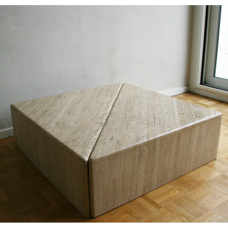 Vintage duo of travertine coffee table - 1970s