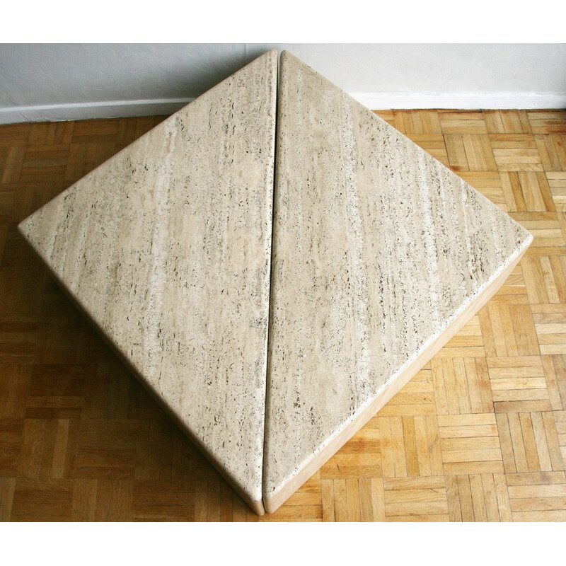 Vintage duo of travertine coffee table - 1970s