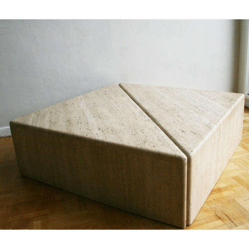 Vintage duo of travertine coffee table - 1970s