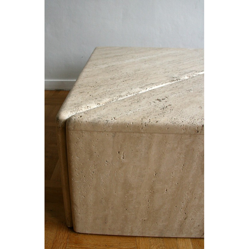 Vintage duo of travertine coffee table - 1970s