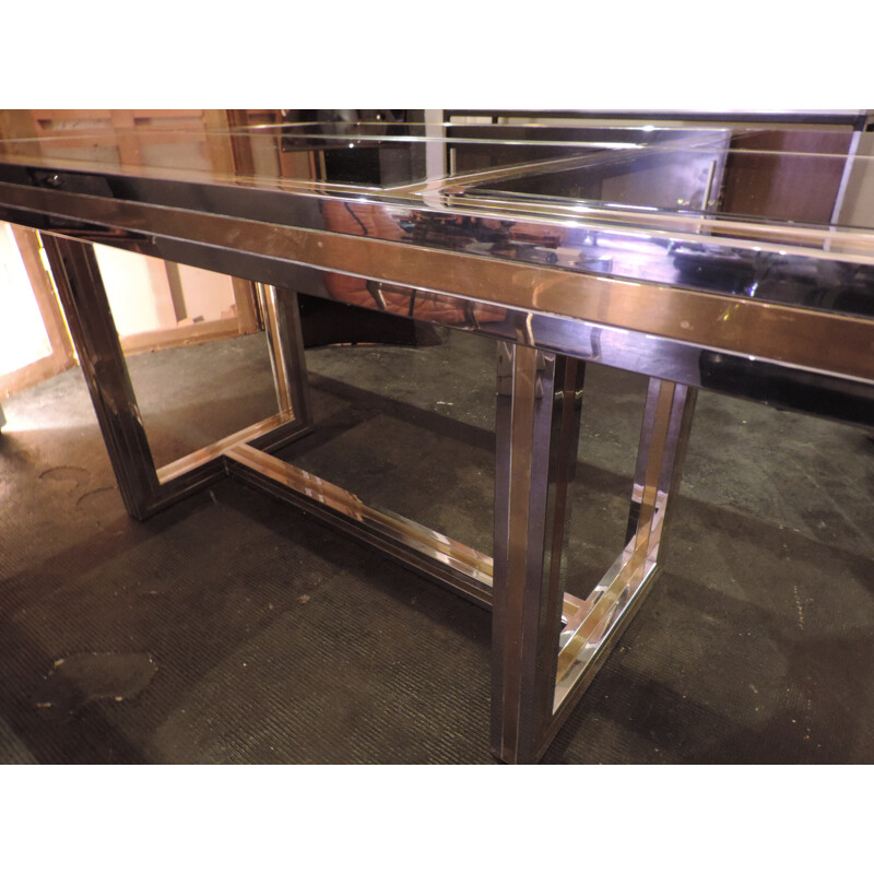 Vintage table in chrome, brass and glass, 1970