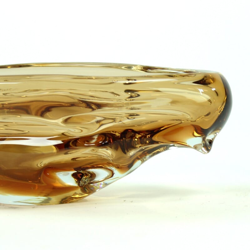 Vintage glass bowl by Jan Beranek for Skrdlovice - 1960s