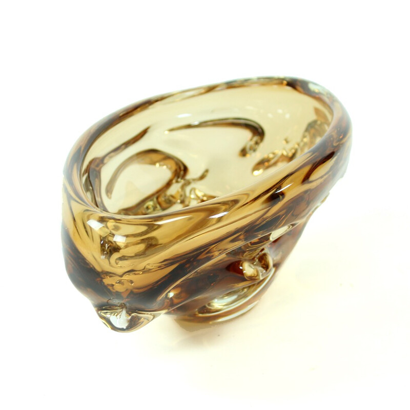 Vintage glass bowl by Jan Beranek for Skrdlovice - 1960s