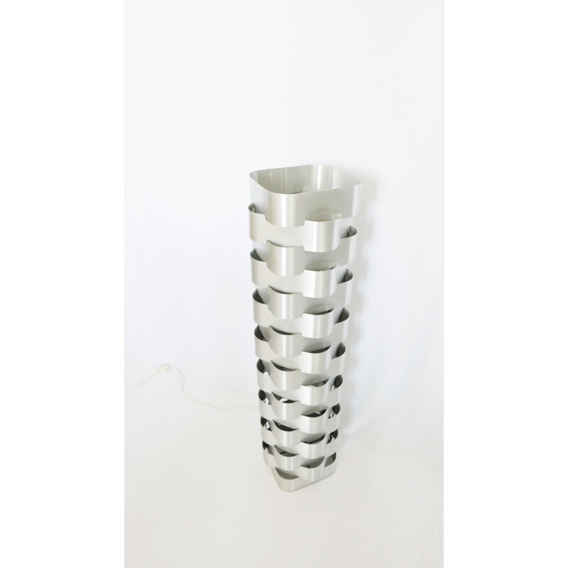 Vintage aluminum floor Lamp by Max SAUZE- 1970s