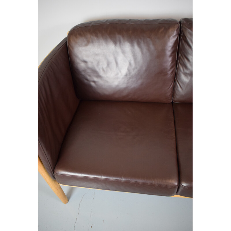 Vintage Danish 3-seater sofa in brown leather - 1970s