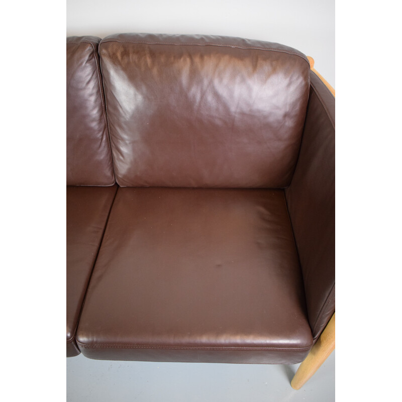 Vintage Danish 3-seater sofa in brown leather - 1970s