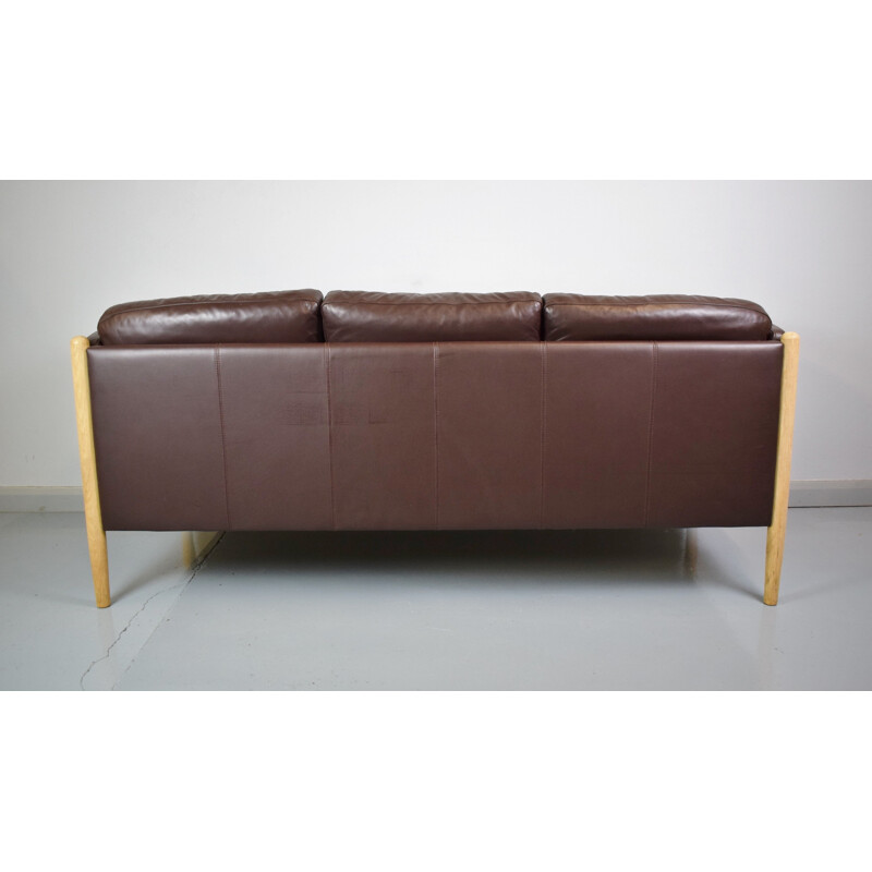 Vintage Danish 3-seater sofa in brown leather - 1970s