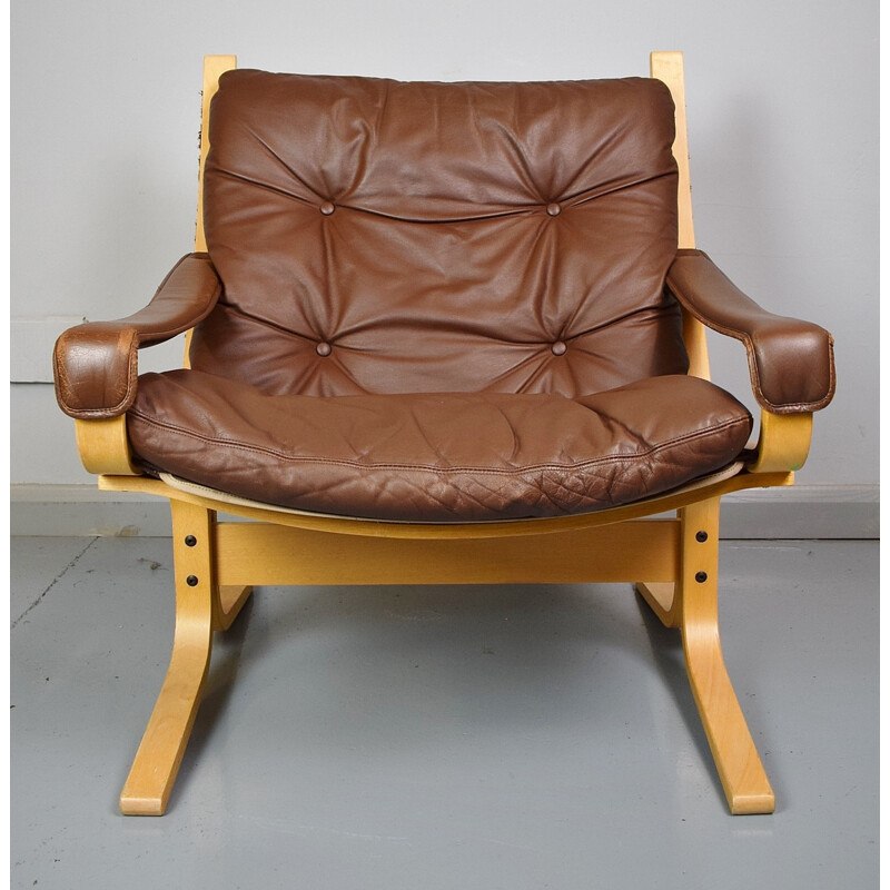 Vintage Leather "Siesta" Armchair by Ingmar Relling for Westnofa - 1970s