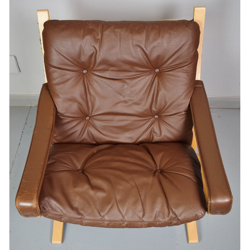 Vintage Leather "Siesta" Armchair by Ingmar Relling for Westnofa - 1970s