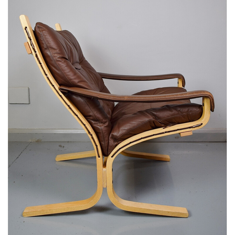 Vintage Leather "Siesta" Armchair by Ingmar Relling for Westnofa - 1970s
