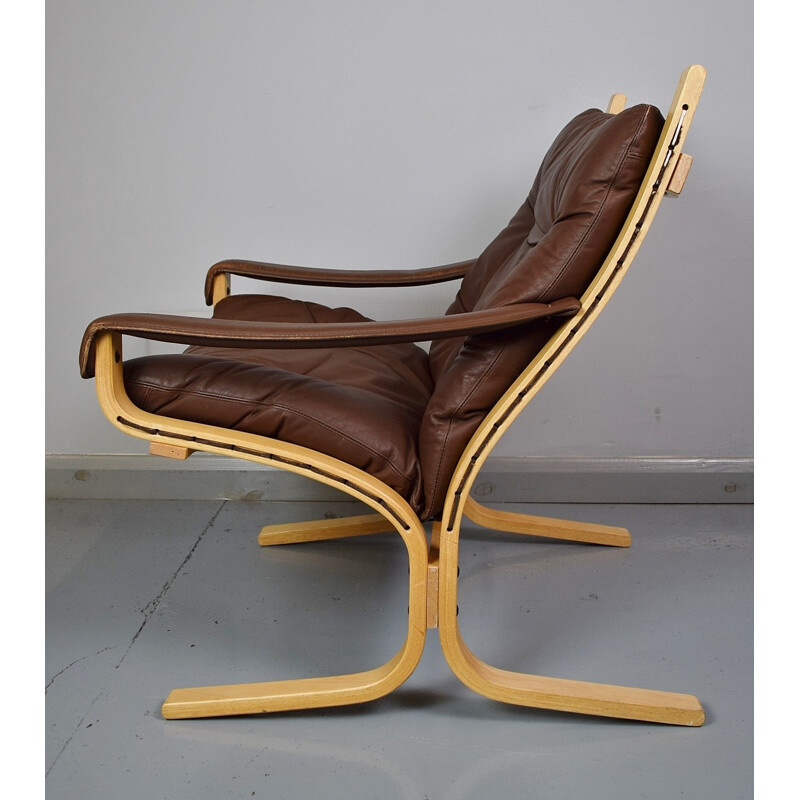 Vintage Leather "Siesta" Armchair by Ingmar Relling for Westnofa - 1970s