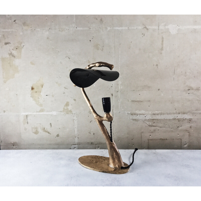 Vintage sculptural lamp in solid bronze - 1940s