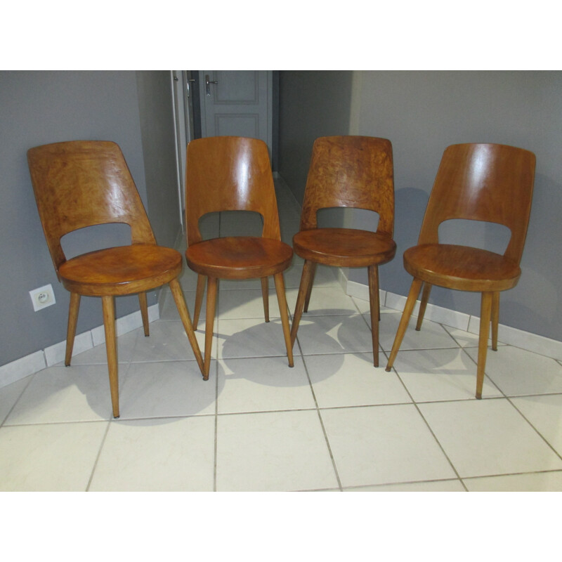 Vintage set of 4 chairs "Mondo" by Baumann - 1960s