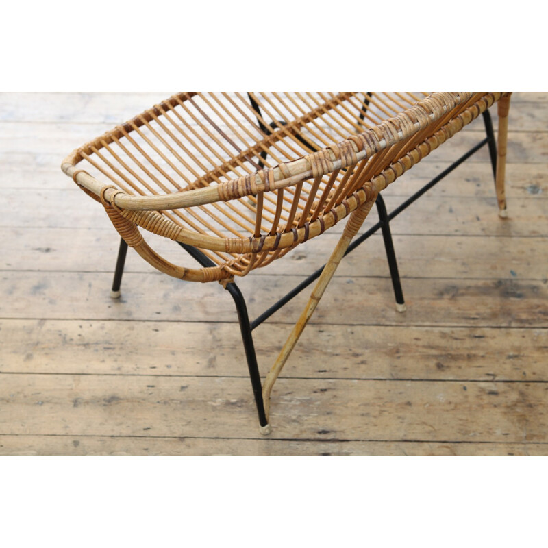 Vintage rattan 2 seater sofa by Rohe Noordwolde - 1960s