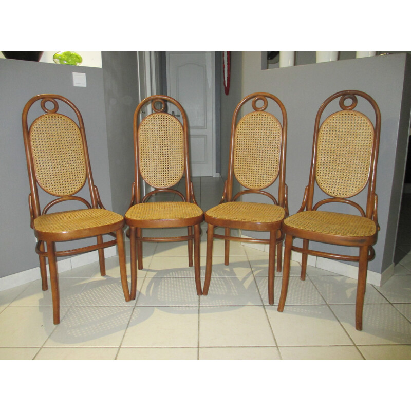 Suite de 4 chaises "N17" vintage en hêtre par Thonet - 1960