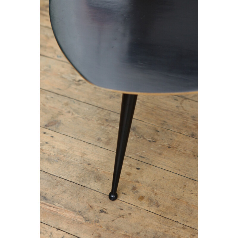 Vintage black lacquered coffee table wit tripod legs - 1960s 