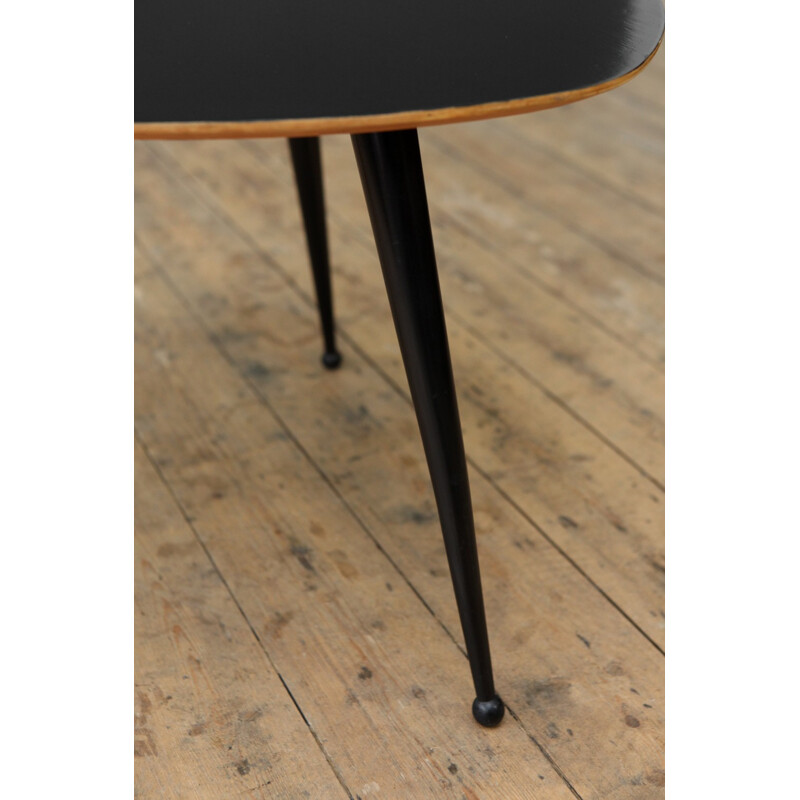 Vintage black lacquered coffee table wit tripod legs - 1960s 