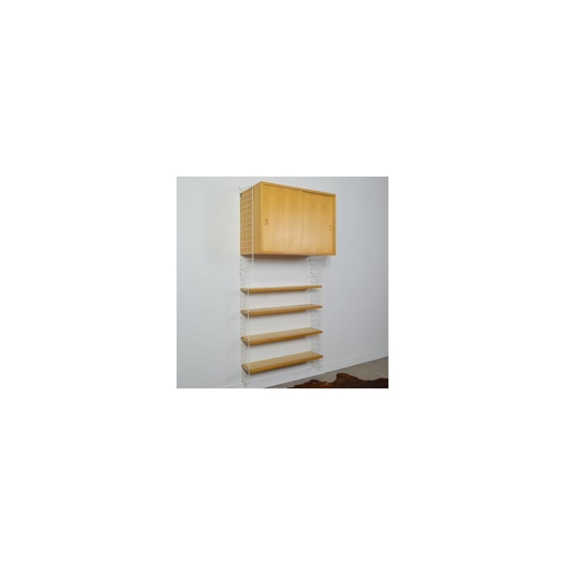 Adjustable "String" shelving system in wood and metal, Nisse STRINNING - 1960s