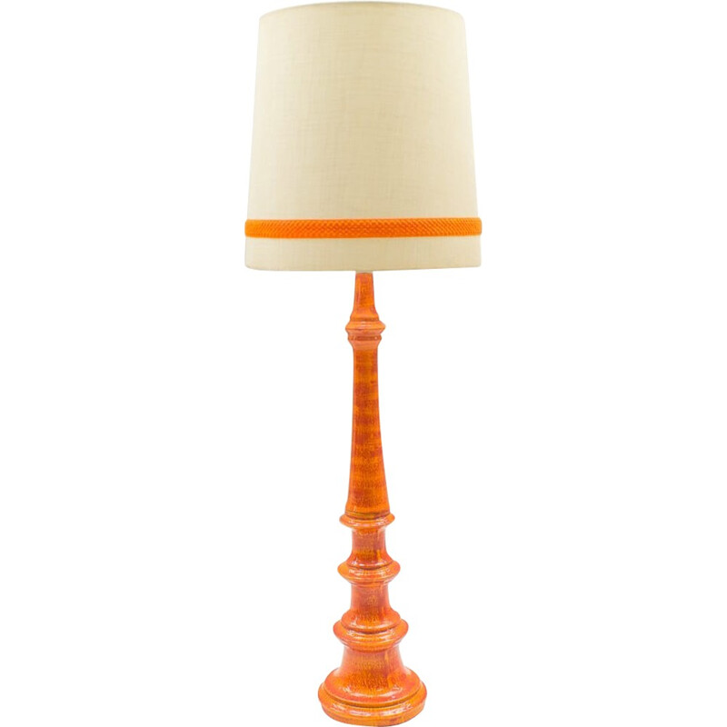 Vintage Large Floor Lamp in Orange Ceramic - 1960s