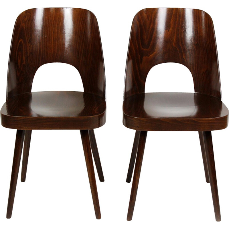 Pair of No. 515 Wooden Chairs by Oswald Haerdtl for TON - 1960s